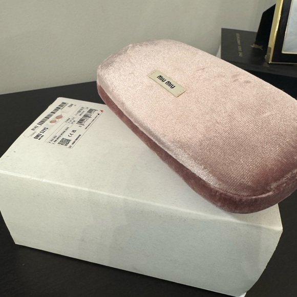 Miu Miu Logo Oval Sunglasses 52YS in Gold - Includes Velvet Case & Pouch - Picture 5 of 7